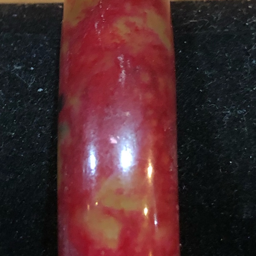 Deep Burnt Red Genuine Jade Bangle Bracelet - Picture 4 of 10